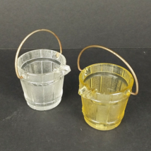 Vintage White &amp; Yellow Frosted Glass Ice Bucket Ashtrays Lot of 2 - £14.30 GBP