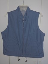 ST. JOHN&#39;S BAY LADIES BLUE POLYESTER/NET LINED WATER RESISTANT ZIP VEST-... - $9.49