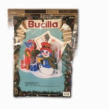 Bucilla SNOWMAN CARD HOLDER Plastic Canvas Needlepoint Kit Christmas Blu... - $21.03