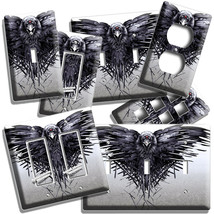 Black Raven 3 Eyes Crow Feather Swords Light Switch Outlet Wall Plate Room Decor - £13.34 GBP+