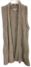 Cabi Wool Blend Open Front Cardigan Size XS Tan Sweater Sleeveless Cable... - $19.32