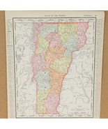 Vermont &amp; Massachusetts Rand McNally 1898 Atlas of the World 14&quot; x 11&quot; - £15.41 GBP