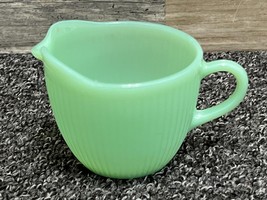 Fire-King Jane Ray Ribbed 3&quot; Jadeite Coffee Creamer  ~ Green Glass - £11.41 GBP