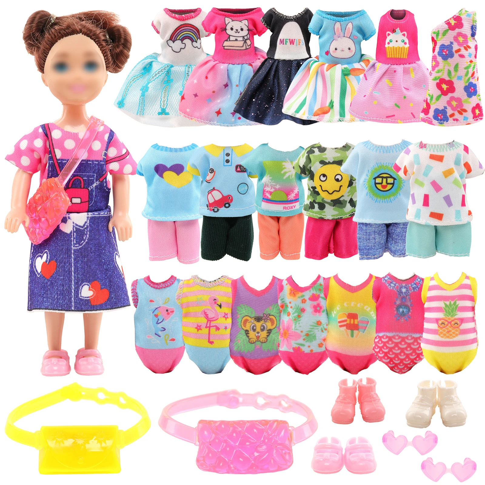 Barwa 19 Pcs For Chelsea Doll Clothes Accessories 4 Set Dresses 4 Tops and Pants - £12.20 GBP