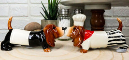 Ebros French Basset Hound Chef And Butler Dogs Ceramic Salt Pepper Shakers Set - £13.43 GBP