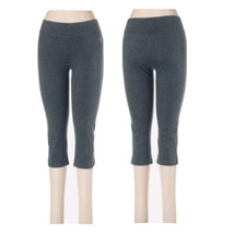 Foncé Gris Anthracite Façonnement Amincissant Ventre Plat Court Yoga Capri Pant - £9.33 GBP