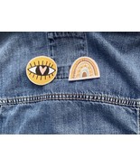 Round Eye  And Rainbow Embroidery Boho Hippie Set Of 2 Patch - $11.30