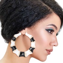 Black and White Color Bamboo Hoops - $39.49