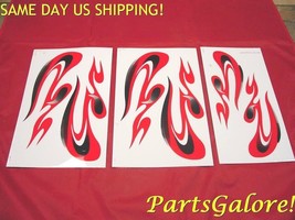 6pc Red &amp; Black Flame Decal / Sticker Set, 50-125cc ATV Motorcycle Dirt ... - £2.33 GBP