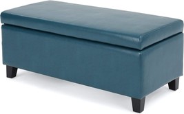 Teal Breanna Leather Storage Ottoman From Christopher Knight Home. - £130.19 GBP