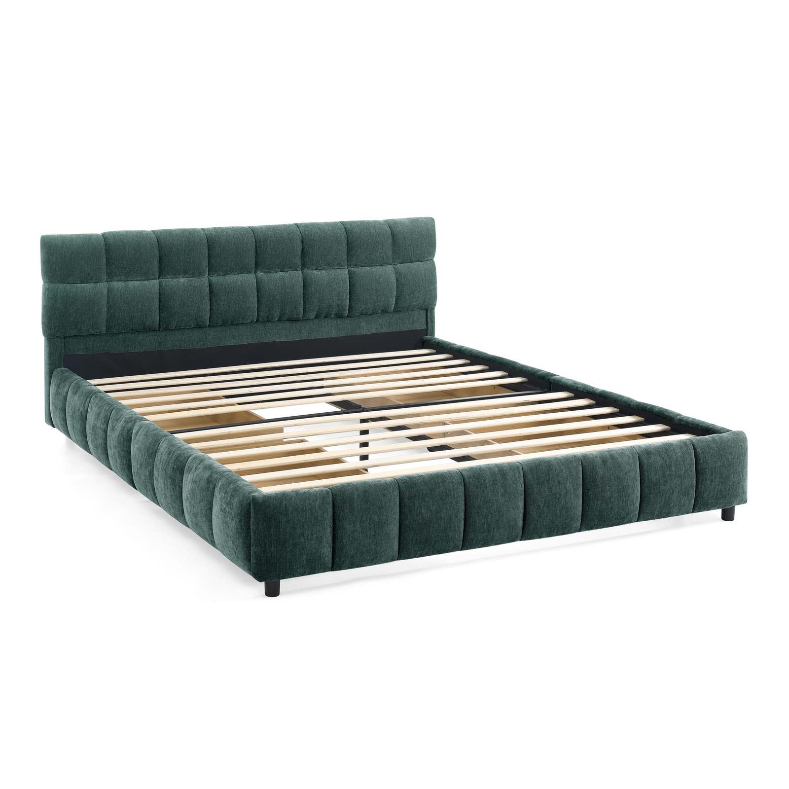 Modern Green Queen Upholstered Bed w/ Storage Drawer, Chenille Fabric Item image 12