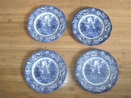3 Liberty Blue Dinner Plates Historic Colonial Scenes Independence Hall England - £23.36 GBP