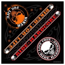 DELUXE BIKER FOR LIFE BANDANA 21&quot;X21&quot; head wrap neck  hat motorcycle #BA... - $9.03 CAD