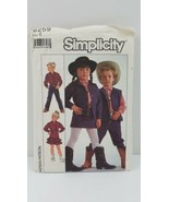 Simplicity 1987 Children&#39;s Cowboy / CowGirl Costume 8259 Sz 6 COMPLETE/CUT - $9.85