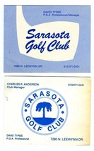 2 Sarasota Golf Club Golf Score Cards 1980&#39;s Sarasota Florida - £19.76 GBP