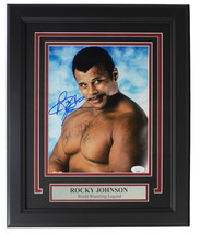 Rocky Johnson Signed Framed 8x10 WWE Photo JSA - £90.83 GBP