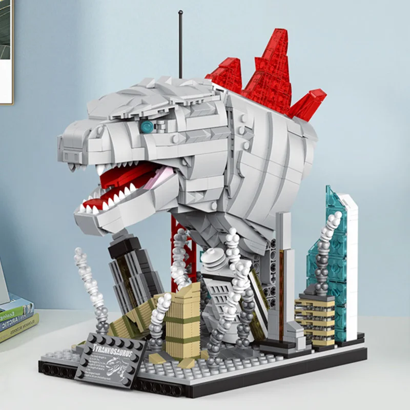 Jurassic Dinosaur World Park T-Rex Head Carving Model Building Blocks Goth Beast - £167.82 GBP