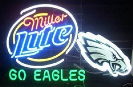 New Miller Lite  Philadelphia Eagles Neon Light Sign 24&quot;x20&quot; - £199.58 GBP