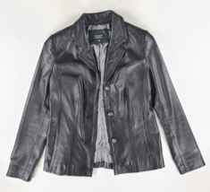 Women&#39;s  Sonoma Genuine Lambskin Leather Jacket Size S Black 90s - $48.51