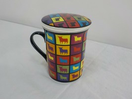 Osborne Bull Warhol Style Tea Mug with Matching Cover and Filter Strainer - £10.66 GBP