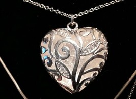 . 925 Sterling Silver Large Flower Heart Topaz Pendant With 18 In Link C... - £31.59 GBP