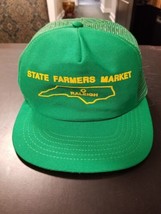 State Farmers Market Raleigh NC Hat Cap Trucker Snapback Green Snaps Missing VTG - £21.89 GBP