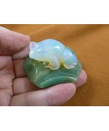 (Y-FRO-LP-718) White FROG frogs Green LILY PAD stone gemstone CARVING fi... - £13.80 GBP