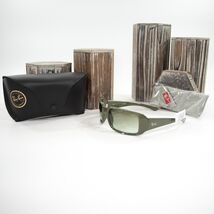 Ray Ban RB433859 Green Acrylic Metal Logo Sunglasses Made in Italy NWT Case - €110,17 EUR