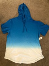 Mens Edgar Ash NWT Blue White Colorblock Hoodie Sweatshirt Hoodie Size L - £14.78 GBP
