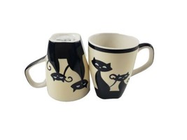 Hues N Brews Blue Eye Black Siamese Cat 12 Oz Coffee Tea Mug Cup Set Of 2 - $11.83