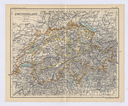 1912 Antique Map Of Switzerland / Verso Bernese Alps - $24.22