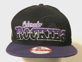 $25 Colorado Rockies Snapback MLB Split Block Black Purple Hat Cap One Size New - £23.06 GBP