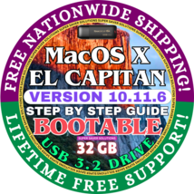 Bootable USB MacOS EL CAPITAN 10.11.6 Install, Repair, Restore, Guide, Fast Ship - £9.82 GBP