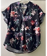 Women Blouse V Neck Short Kimono Sleeves Top Shirts Floral M Pullover V ... - $16.82