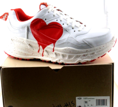 UGG Australia Valentine Heart Sneaker Women 12.5 CA805 White Red Men 11 - £85.19 GBP