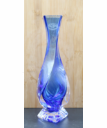 Vtg Royal Gallery 24% Lead Crystal Cobalt Blue Spiral Twist Vase Stunning - $49.99
