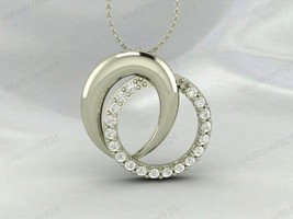 925 Sterling Silver Interlocking Circle Pendant Necklace with Diamond Stone - $54.60 CAD+