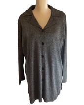 Susan Graver Style Cardigan Sweater Silver Gray Metallic V Neck Women’s 1X - £13.41 GBP