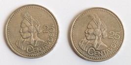 Two Republica de Guatemala 2000 25 centavo Coins - £3.13 GBP