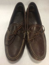 Genuine Fullgrain Leather Moccasin Tie Loafer Brown Tanned Hide 9 1/2M US 43 EU - £16.57 GBP