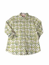 Tizzy Womens Button Up Shirt Medium Green Flip Cuffs Top Blouse  -  BC - £12.88 GBP
