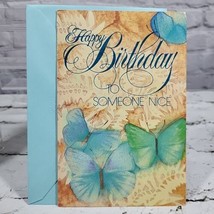 Vintage Gibson Buzza Greeting Card Happy Birthday To Someone Nice Blue Butterfly - £5.44 GBP
