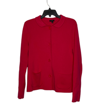 Talbots Womens Sweater Jacket Size Medium Pink Button Up Cotton Blend Po... - $27.71