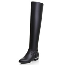 Autumn Spring Thigh High Women Boots Low Heels Knee High Boots Casual Tall Black - £59.74 GBP