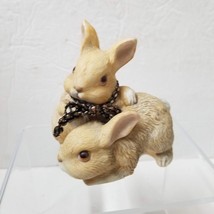 HOMCO Baby Bunnies Cute Home Interiors #1455 Brown Rabbit Ceramic Figurine - £8.65 GBP