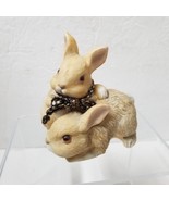 HOMCO Baby Bunnies Cute Home Interiors #1455 Brown Rabbit Ceramic Figurine - £8.78 GBP