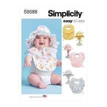 Simplicity Sewing Pattern 9588 11525 Babies Hats and Bibs - $9.89