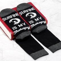 WZMPA Surfing Novelty Socks Wildlife Surfer Gift Surfing Is My Therapy S... - £15.97 GBP