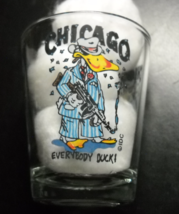 Chicago Everybody Duck Shot Glass Clear Glass with Colorful Gangster Duck - £5.49 GBP