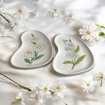 Vintage 1950s Set Of 2 Kidney Shaped Art Pottery Ceramic Dishes Plates 6... - $35.53